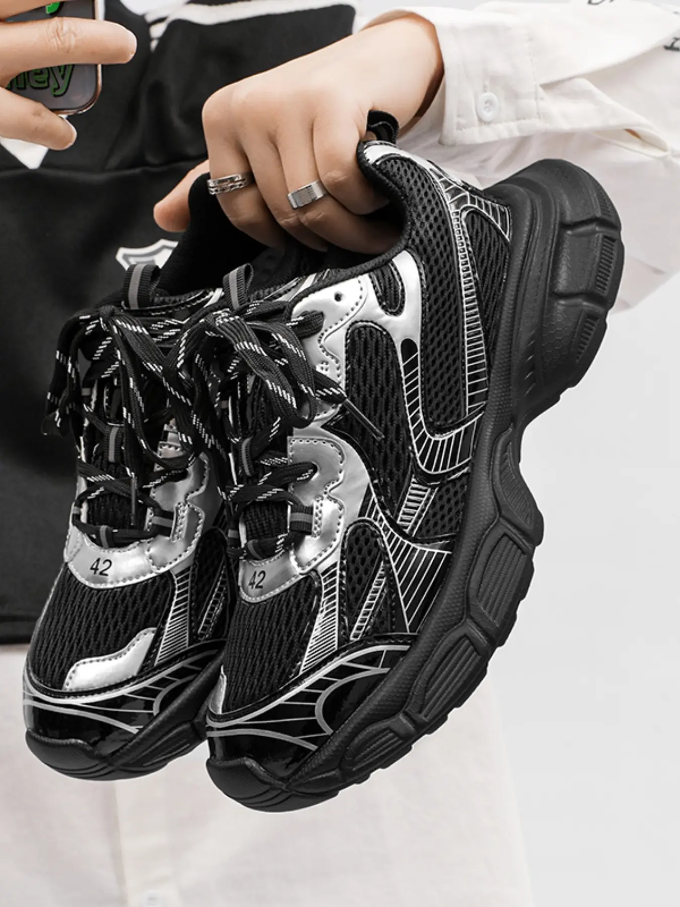 Men's Breathable Mesh Sneakers, Casual Low Top Lace Up Shoes, Breathable Mesh Non-Slip Wear-Resistant Thick Sole Casual Dad Shoes For Men Women, Street Fashion Daily Commute Walking Gym All-Day Comfort Fashion Athletic Footwear