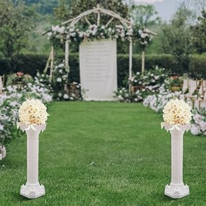 Wedding Roman Column 2pcs Roman Columns Wedding Column Stand,Wedding Landscaping Roman Pillar Plastic Greek Column Statue Plant Holder for Wedding Event Party Decorative, White Ornaments Decoration