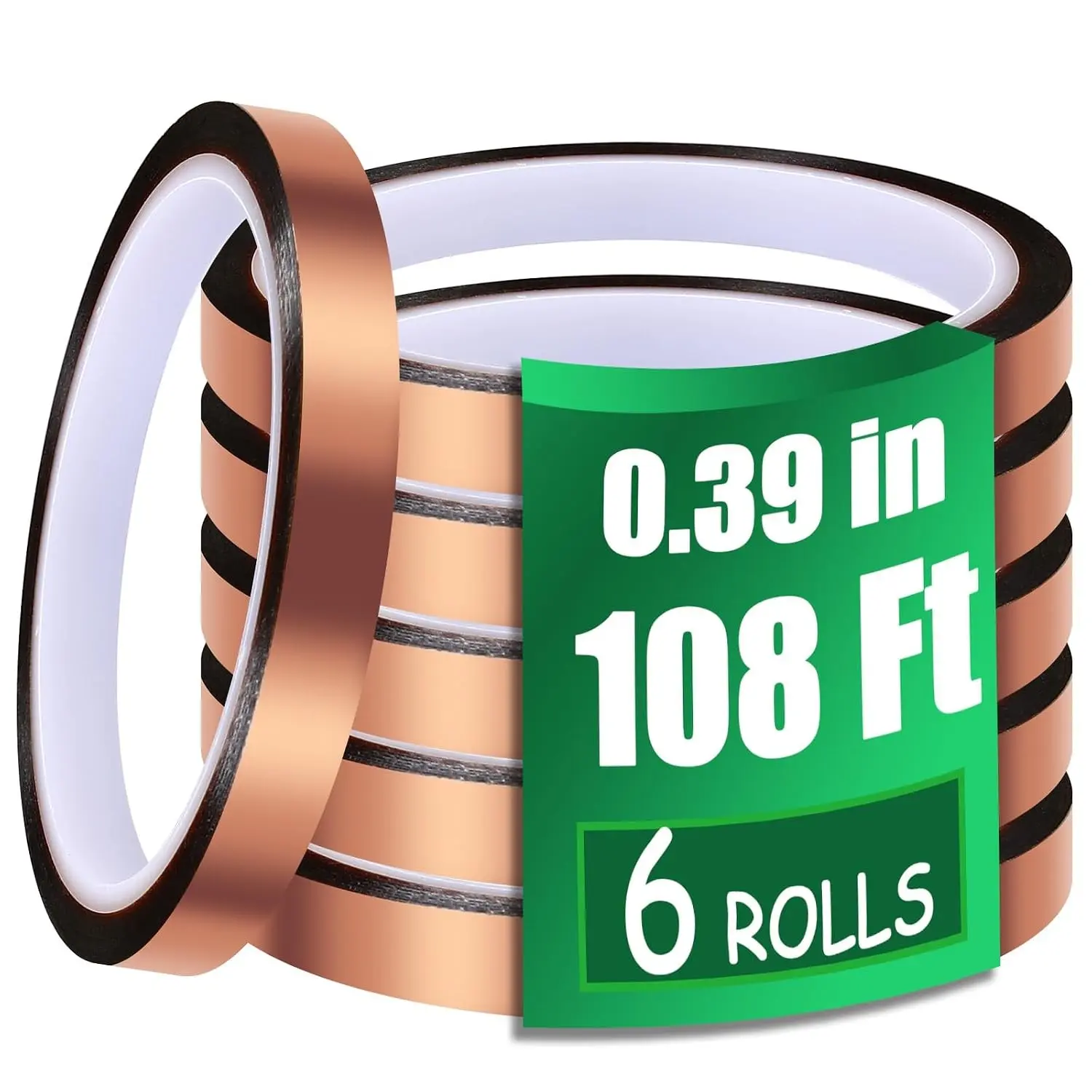 6 Rolls 10mm x 33m Sublimation Tape, Heat Resistant up to 250℃ (480℉), High Temperature Tape for Heat Press, Electronics, Soldering, Circuit Board, Heat Transfer Tape