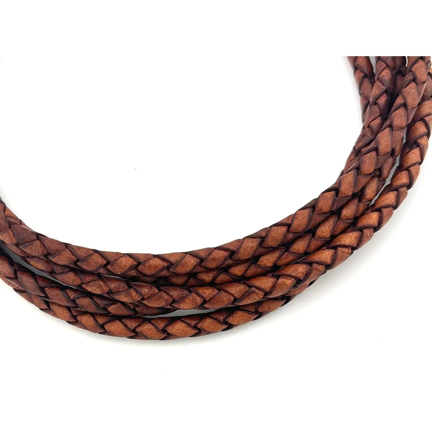 5mm Braided Leather Cord for  Making, Bracelets, Necklaces &  Ties - Top Grain Leather, Flexible, Durable & Soft