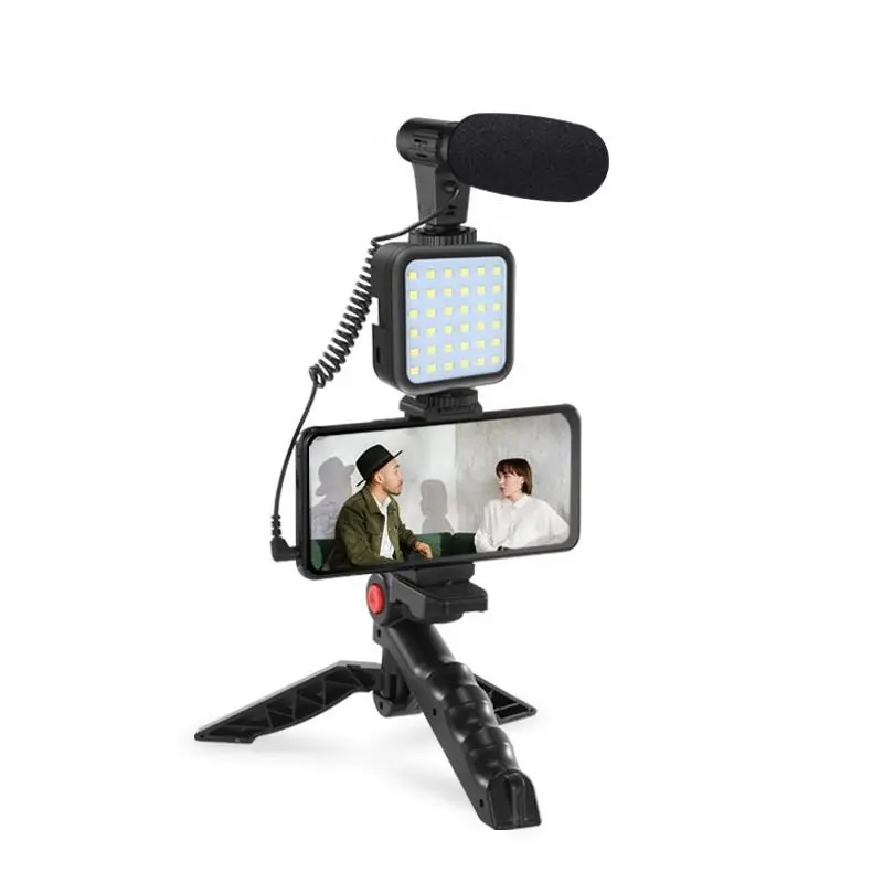 Vlogging Kit for YouTube Starter Kit for Content Creators - Accessories: Smartphone Tripod, Smartphone Mount, LED Fill Light and Shotgun Microphone