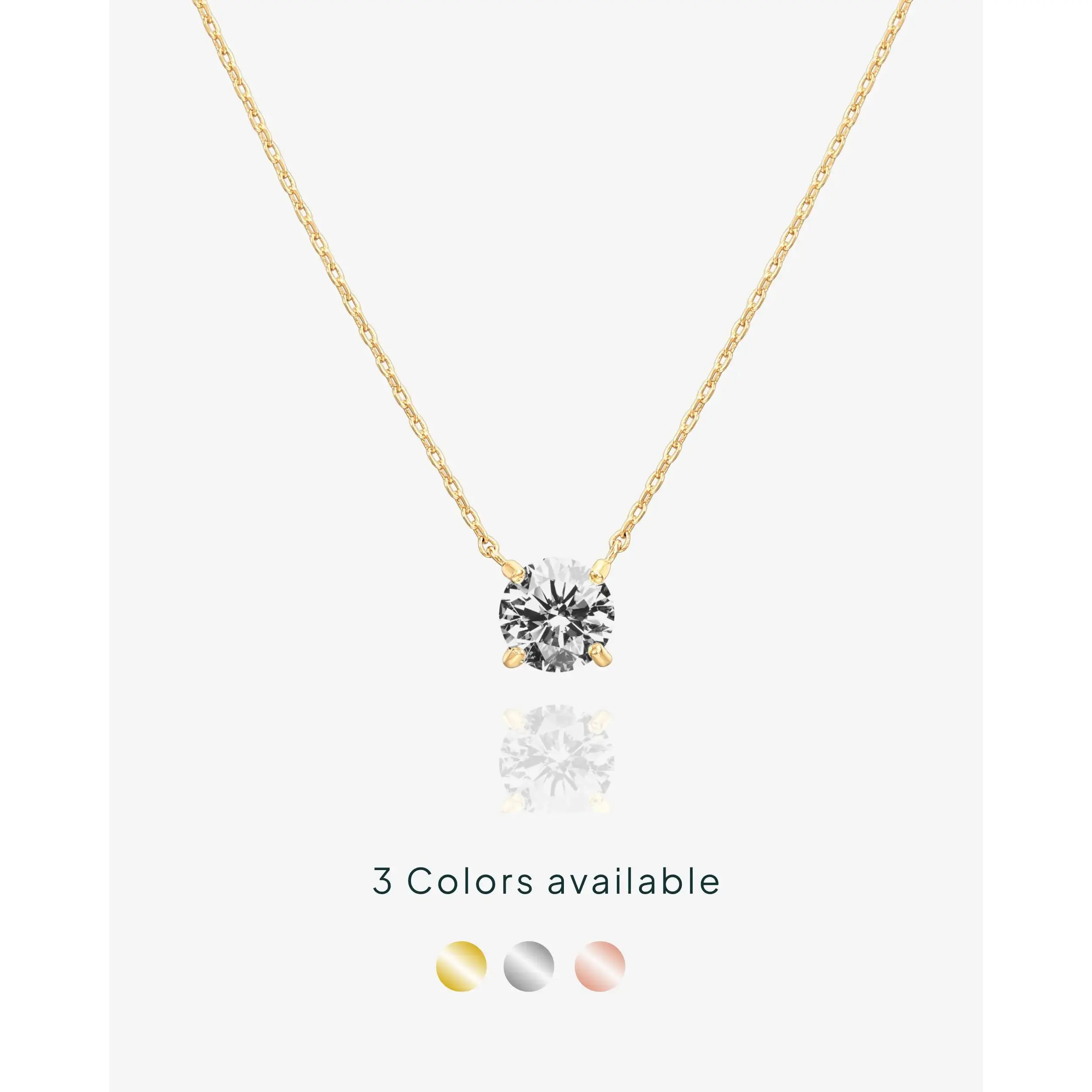 1.5 Carat Cubic Zirconia Solitaire Pendant Necklace - 14K Gold Plated Choker Necklace with Cubic Zirconia Crystal - Hypoallergenic Gold Jewelry Dainty Necklaces for Women alloy necklace fashion jewelry party various occasion summerwins fashionable unisex