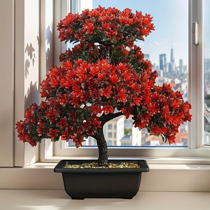 Artificial Welcome Pine Green Plant in Pot, Plastic Bonsai, Low-Maintenance, UV-Resistant, Indoor Decorative Ornament, High-End Artificial Money Tree, Suitable for Home Decor, Garden Decor, Café and Office Decoration, Ideal for Housewarming