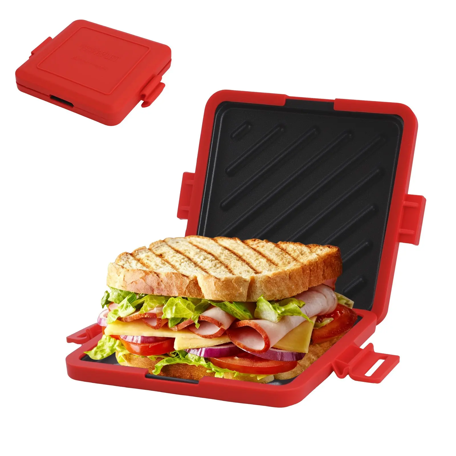 Microwave Sandwich Maker Panini Machine, Non-Stick Bread Toast Plate, Simple Fashion Kitchen Food Cooking, Adjustable Power & Time