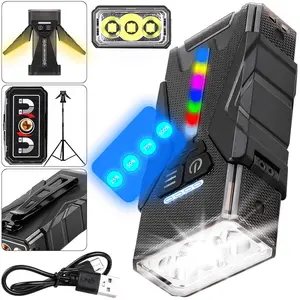 1PC Rechargeable Flat EDC Flashlight & Camping Lantern, Sidelight Floodlight and Spotlight, Rechargeable, Magnetic Tail,18 Light Modes For Outdoor, Emergency & Mood Lighting ,With 1/4" Tripod Mount (Tripod Not Included)