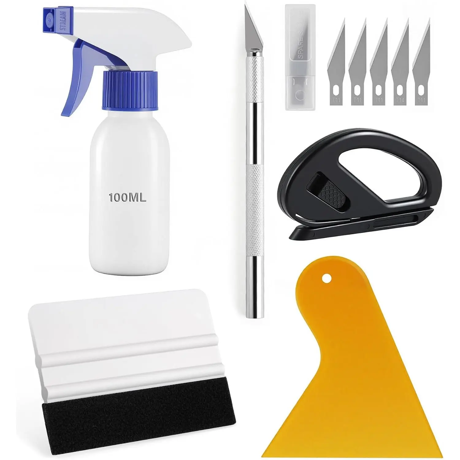 Window Film Kit, 5 count  Glass Protective Window Wrap Tinting  Film Tools, Including Vinyl Scraper, Felt Scraper,  with , Film ,  Bottle