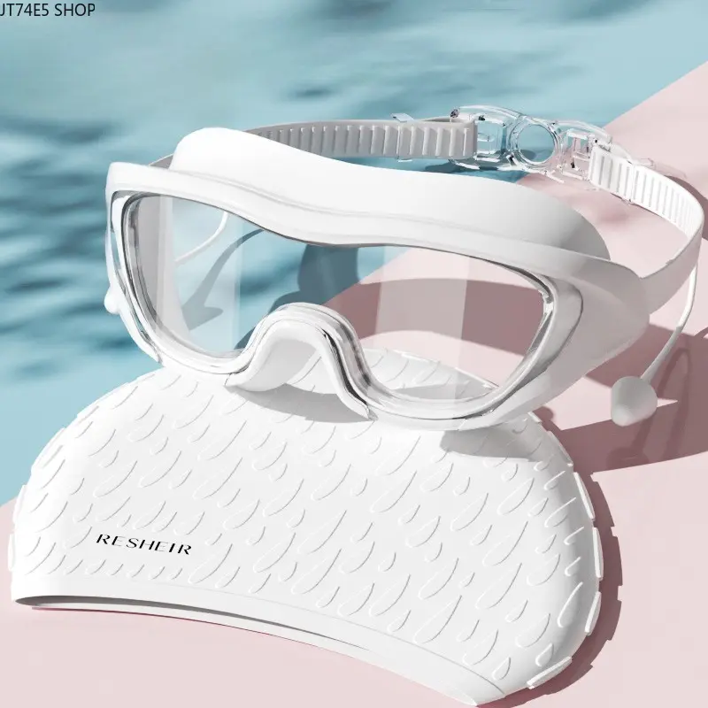 Swimming Goggles for Adults, Large Frame Unisex Pool Goggles with Waterproof Silicone Mask and HD Anti-Fog Lenses, Minimalist Design, Swimminggoggles, Leak Proof, Cool Swimming Goggles