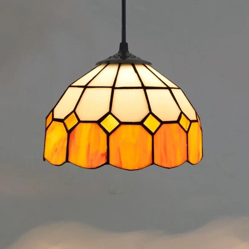 European-style vintage Tiffany colored glass bar restaurant chandelier creative country-style glass lantern