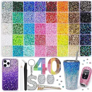 DOMIRE 40 Color with 40000Pcs Jelly Rhinestones synthetic beads With Kit for Bedazzling 3mm Multicolor synthetic beads Resin Flatback beads for Art Bedazzler Kit for Crafting Book Shoes Nail Art Glitter Decorative Nails Glam Pack Glitter graduation gift