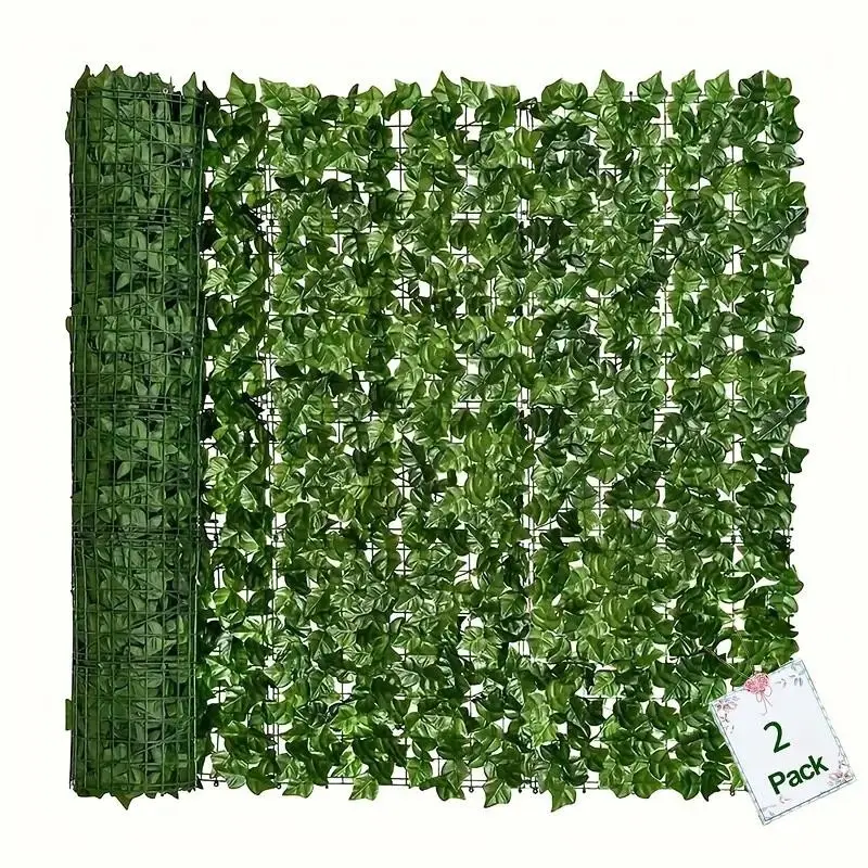 2 Rolls Thick Artificial Leaf Vine Fence Roll, Garden Fence Border, Garden Boundary Landscape Decorative Panel, Villa Courtyard Outdoor Balcony Plant Accessories