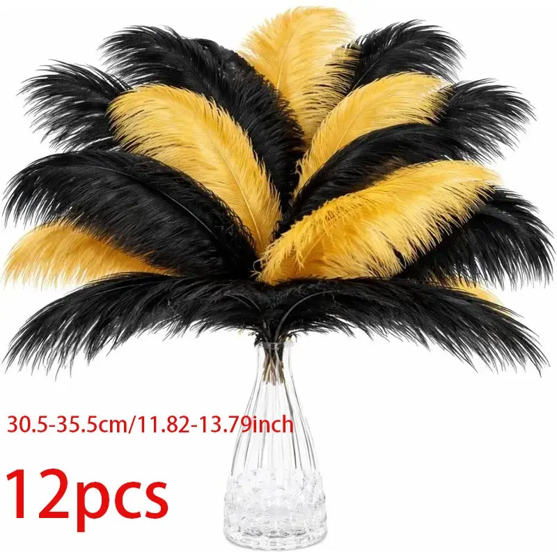 12pcs and Artificial Ostrich Feathers, Vintage Party Decorations, DIY Halloween & Christmas Crafts, Home & Wedding Accessories, Decorative DIY Centerpiece