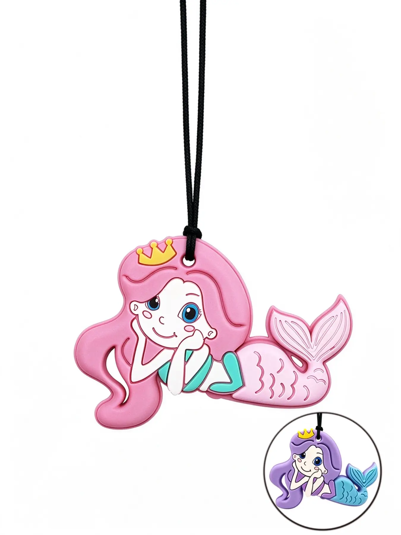 Mermaid Silicone Sensory Chewing Necklace, Heavy Chewer Friendly, Autism Adhd Oral Training, Baby Teething Gel Necklace, Sensory Teether