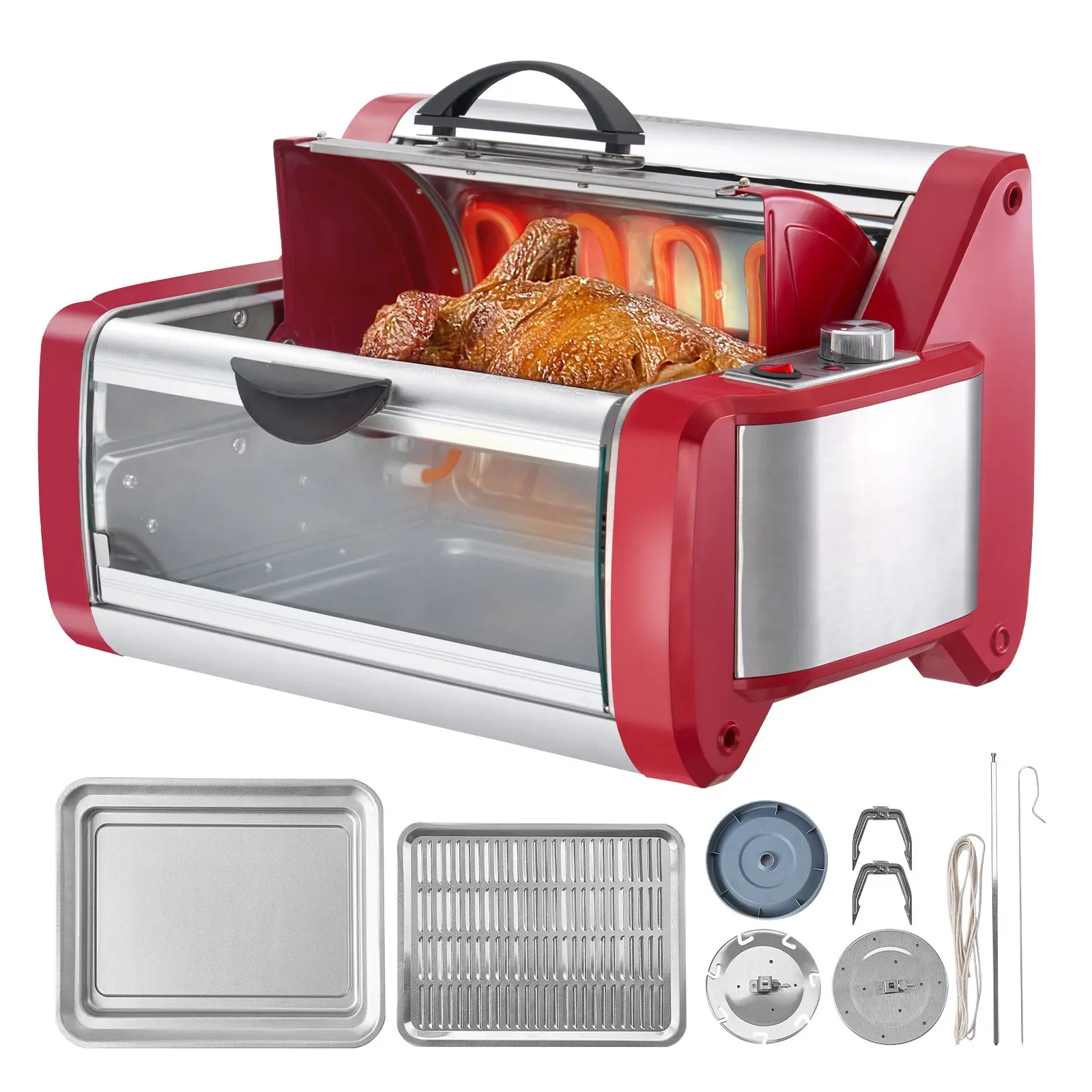 Shawarma Grill Machine, Chicken Shawarma Cooker Machine Countertop, Electric Stainless Steel Broiler Gyro Rotisserie Oven Doner Kebab Machine, for Home Restaurant Kitchen Parties