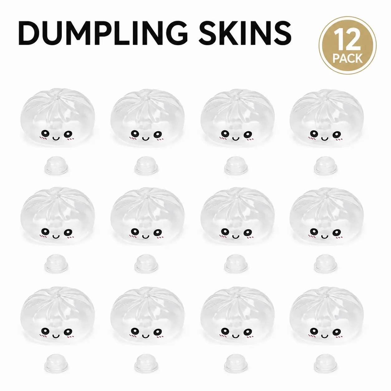 12-Pack 8.5cm DIY Dumpling Skin Balls, Crystal Clear Stretchable Filling Shell, Handmade Stress Relief Toy Kit, Kids & Adults Craft Set, Dumplings Stress Balls
