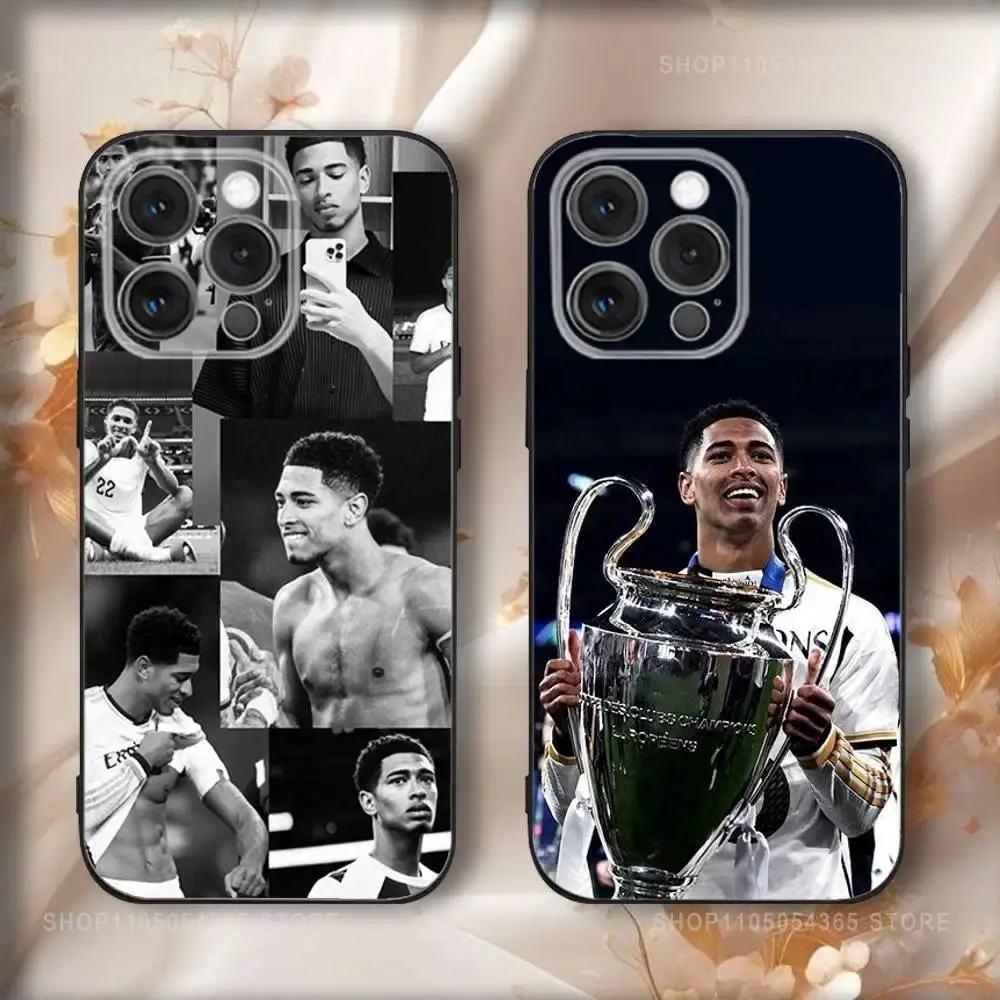 Football J-Jude B-Bellinghams Phone Case For iPhone 17,16,15,14,13,12,11,Pro,Max,Plus,Air,Samsung Galaxy S26 S25 S24 S23 S22 Soft Black