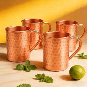 Handmade Moscow Mule Cup Gift Box - Bronze Cylinder Cup with Glossy Surface, Perfect for Cocktail "Cocktail" | Decorative Beverage Mug, Ideal Gift for Father's Day