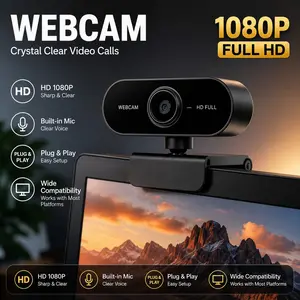 1080P Streaming USB Webcam for PC Laptop, 70° Wide Angle, Noise Cancelling Mic, Auto Light Correction, Plug & Play for Zoom, Meetings, Live Stream