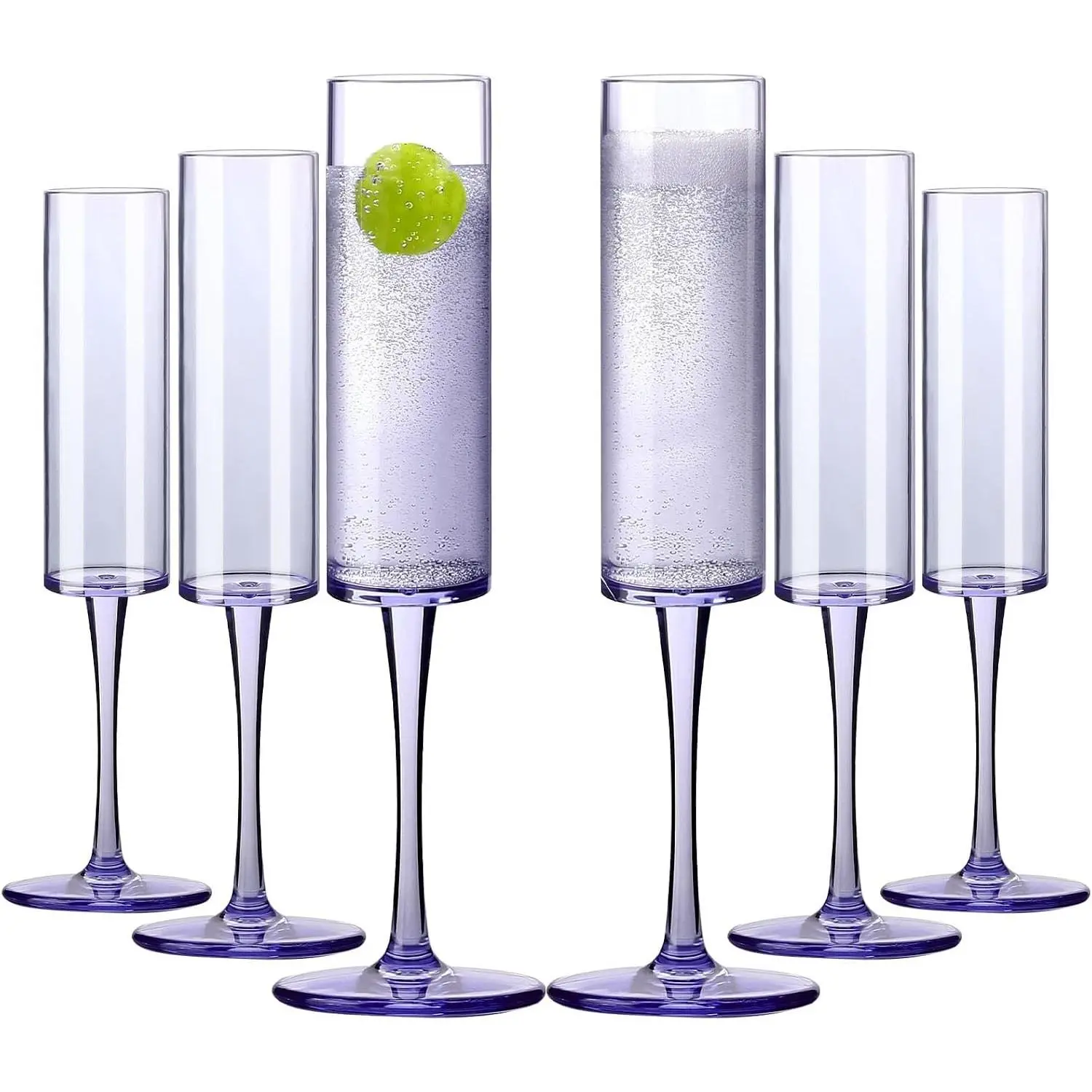 16 Pack Plastic Champagne Flutes, 5.5 Oz Unbreakable Goblet Glasses Reusable Champagne Toasting Cups - Modern & Elegant for Wedding Party Anniversary Christmas Birthday (5.5oz-Purple-16pack)