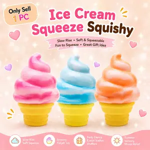Ice Cream Squeeze Squishy, Ice Cream Cone Squishy, SlowRise Sensory Fidget Toy, Easter Basket Stuffers PartyFavors Summer Sensory Stress Relief, Squishy Fidgets