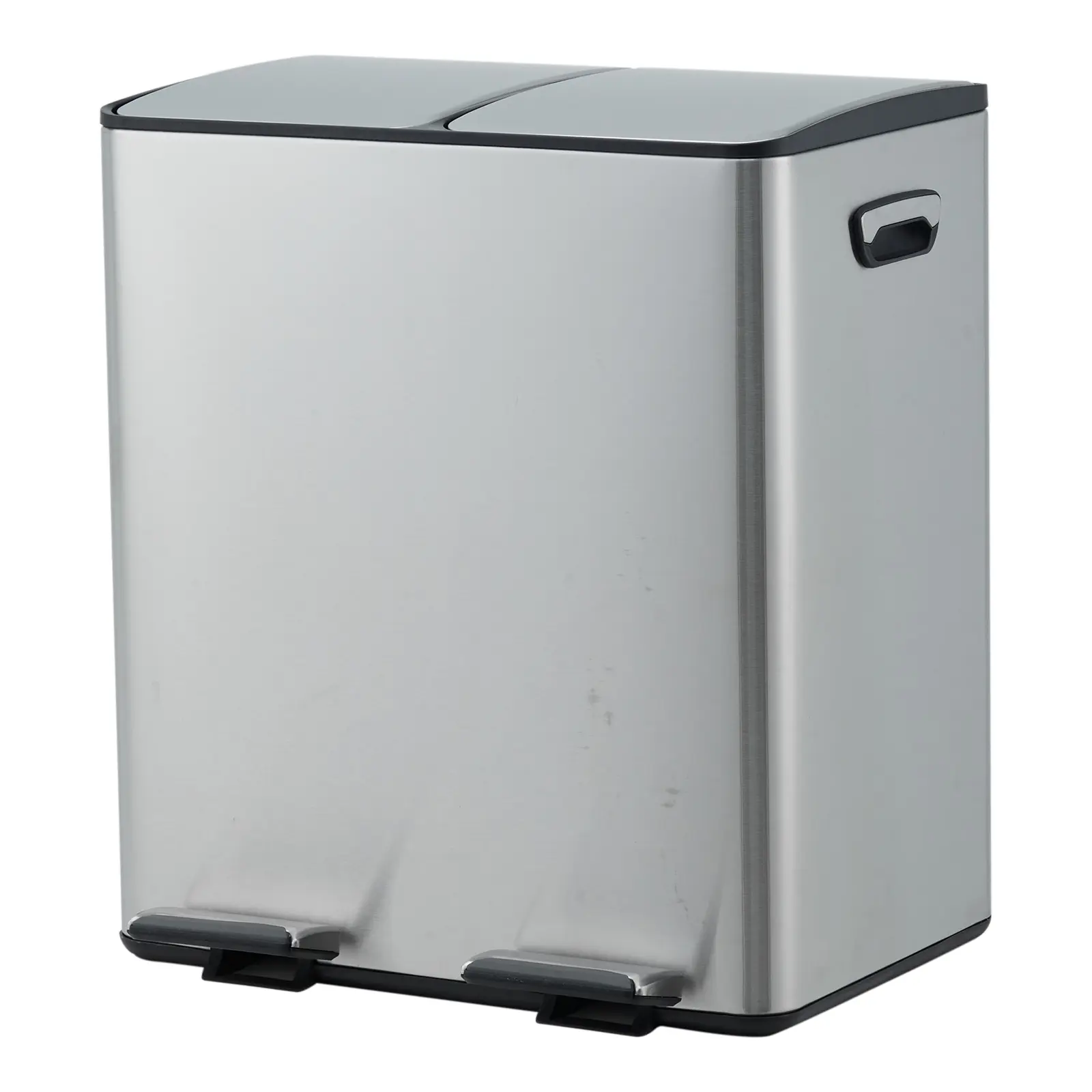 Dual Compartment Trash Can 2x5.3 Gal, Hands-Free Stainless Steel Kitchen Recycling Bin with Soft Close Lid & Foot Pedal, 2-in-1 Garbage and Recycle Combo for Kitchen Office Home