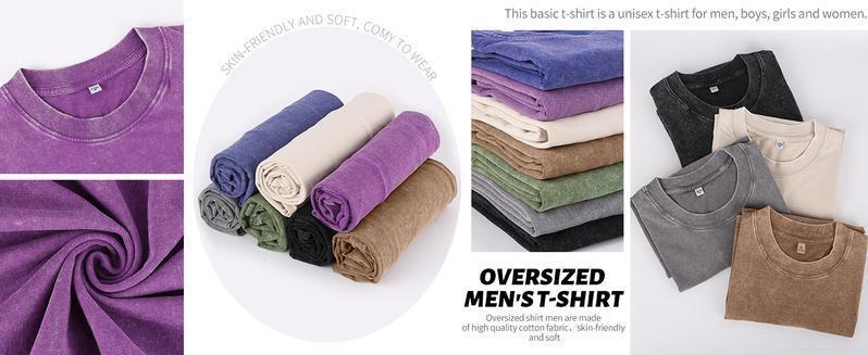 3 PCS Women's Cotton T-Shirts Oversized Half Short Sleeves Casual Loose Soild Streetwear Tops, Unisex Retro Street T-Shirts, Loose Fit Acid Washed.