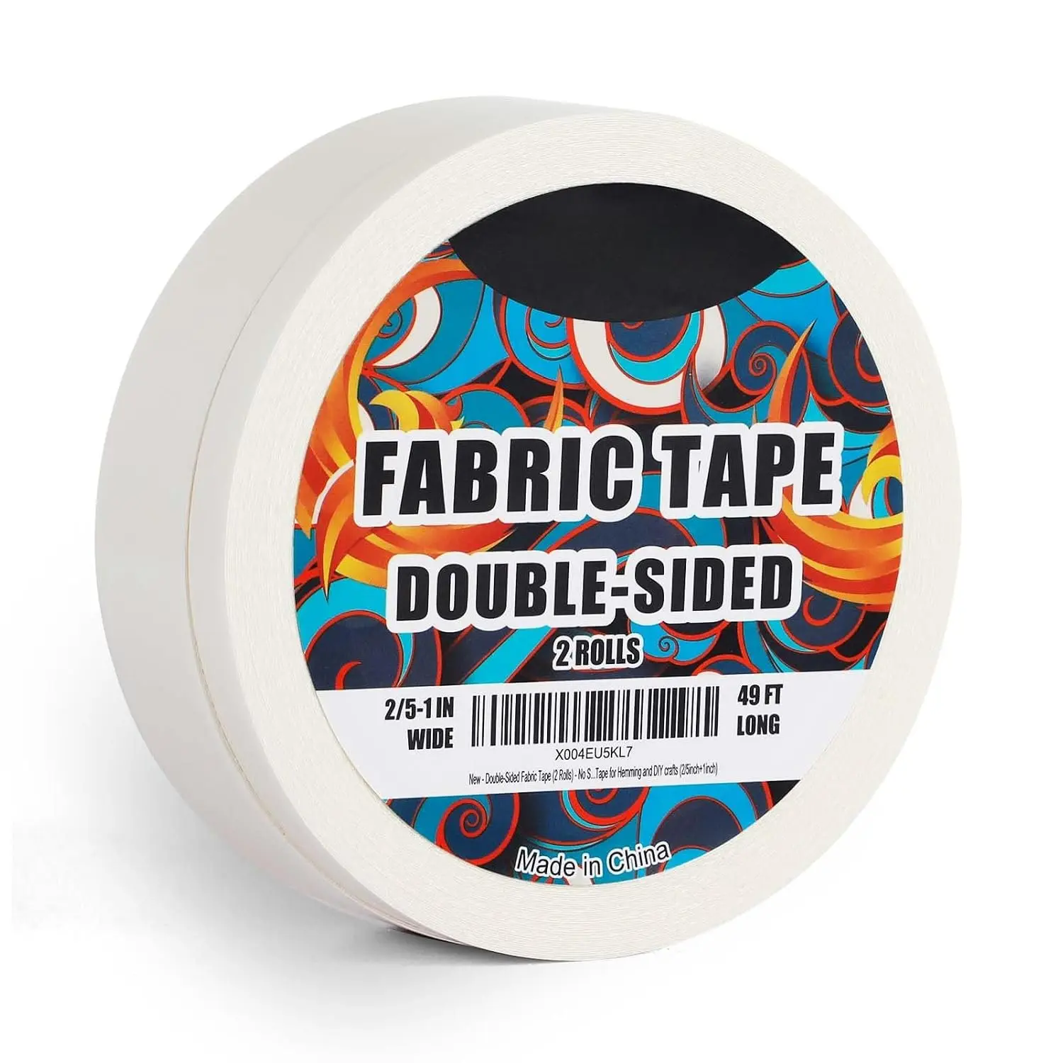 Double-Sided Fabric Tape (2 Rolls) - No Sewing or Ironing Required,  for Quick Clothing Repairs, Fabric Bonding, Adhesive Cloth Tape for Hemming and DIY Crafts (2/5inch+1inch)