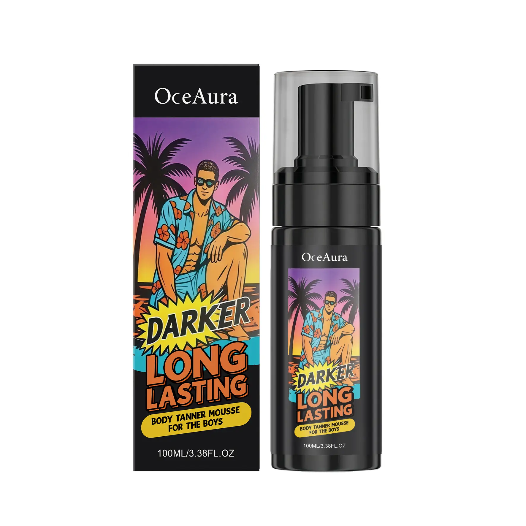Self-Tanning Mousse for Men, Natural Bronze Wheat Glowy Skin for Summer Outdoor Vacation, Non-Sticky Fast Film Forming No Stain Clothes Infused Glycerin & Propylene Glycol, Perfect Birthday Christmas Valentine Holiday Gift for Him