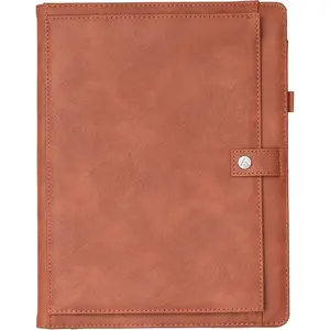 Faux Leather Padfolio, 12.13" x 9.45", Letter Size, Undated, Professional Portfolio with Notepad, Business Organizer for Meetings and Office, Tan