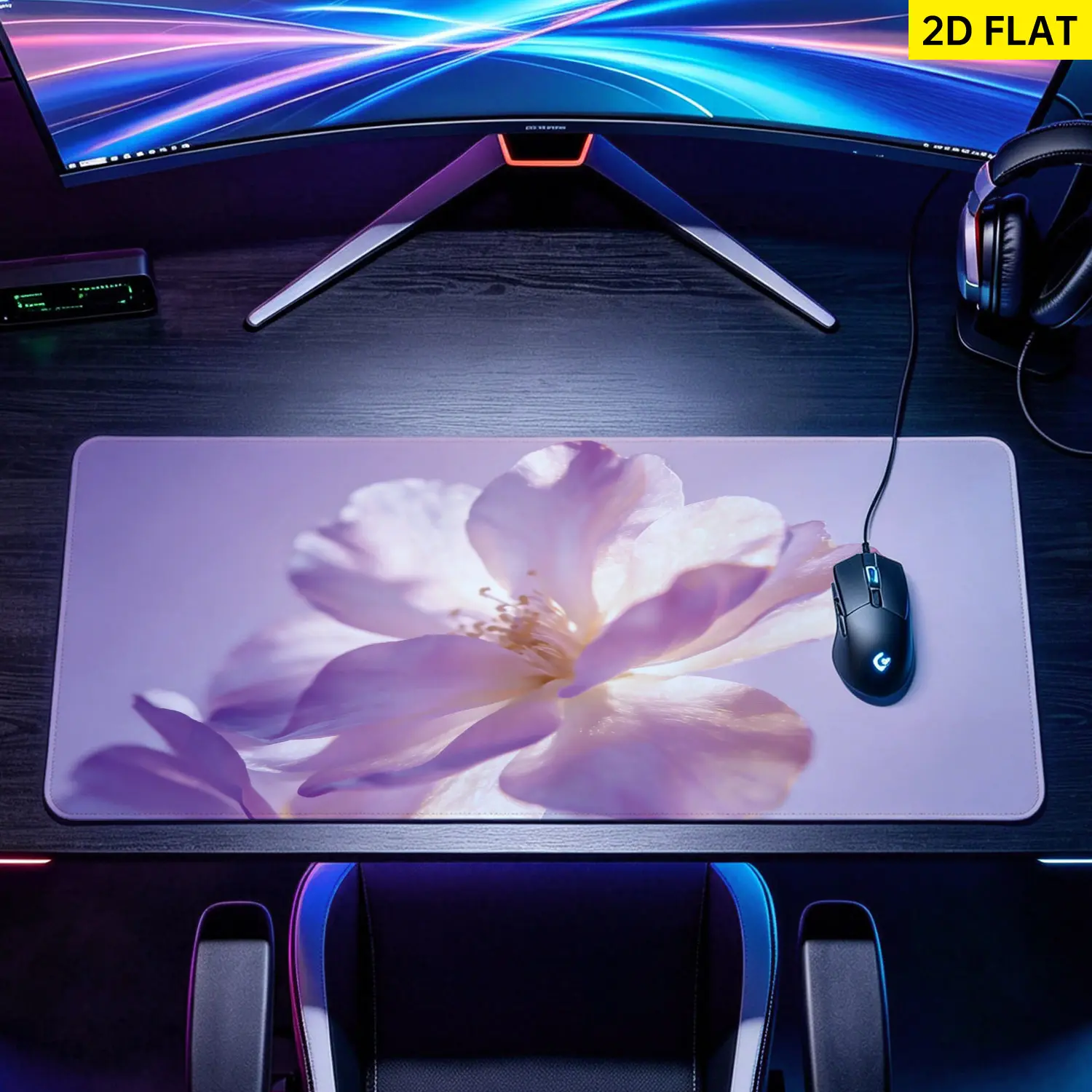 Extra Large aesthetic soft purple flower Mouse Pad,Non Slip Rubber Pad,Desktop Decoration Drotection Pad,Washable,Lock Edge Multi Size,Premium Multipurpose Mousepad For Office,Study,Gift for Family and Friends