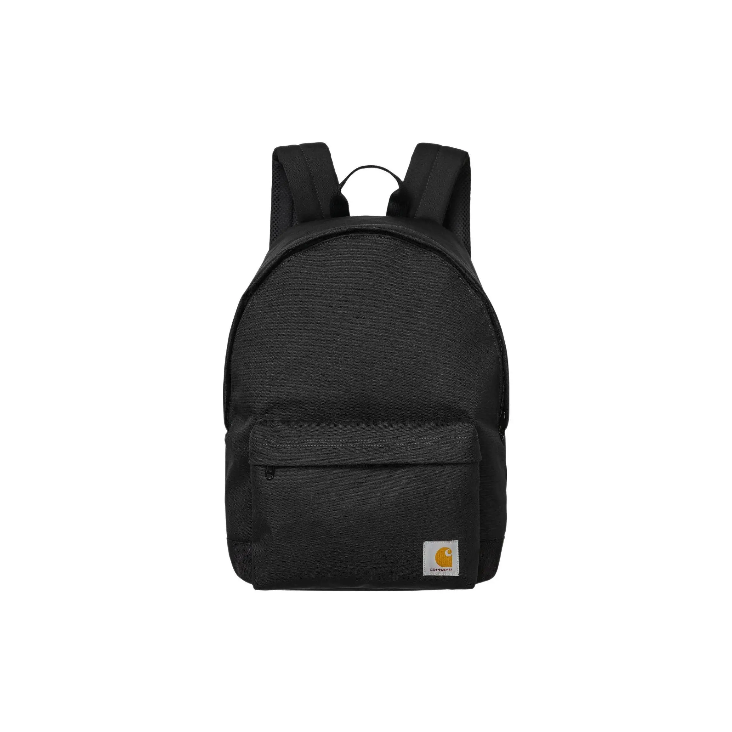 Carhartt WIP Jake Logo Patch Zip-Top Canvas Backpack for Men, Regular Fit, Black