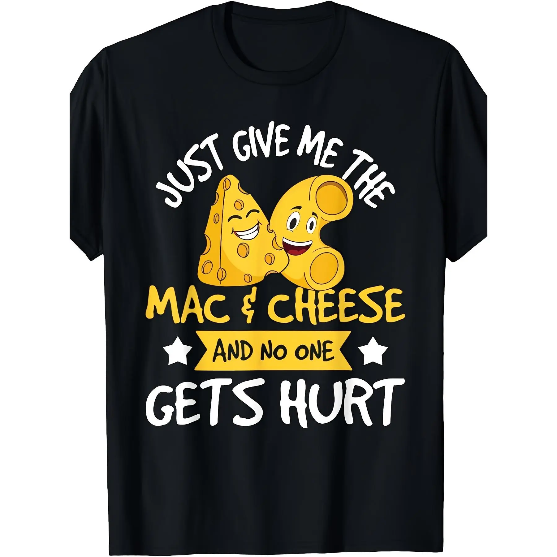 Men'S Funny "Just Give Me Cheese" Graphic T-Shirt - Retro Noodle Lover Tee, Moisture-Wicking Cotton Shirt for Sports, Casual Outfits, Parties & Everyday - Machine Washable Round Neck Top for Cheese & Noodle Fans