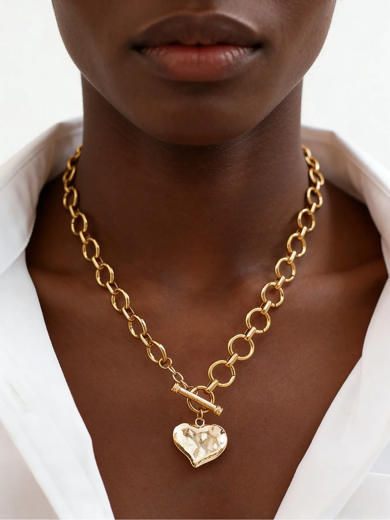 Metal Personality Chain Fashion Necklace, Sweet Cool Heart Simple Pendant, Women's Lockbone Chain, Stylish Jewelry for Daily Wear