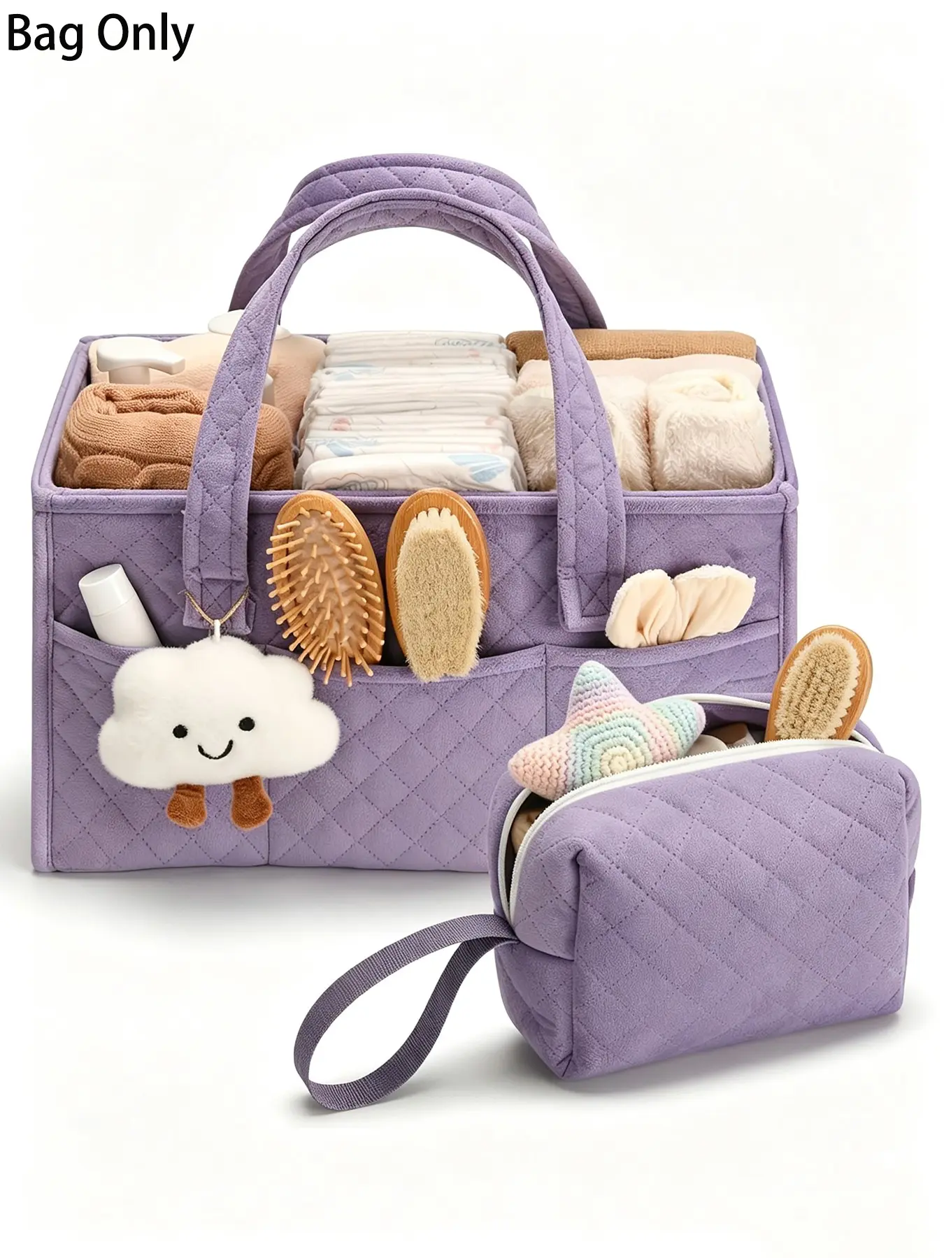 Large Diaper Storage Bag with Small Zipper Pouch, High Capacity, Easy Access, Diaper Organizer, Ideal for Home Organization and Travel