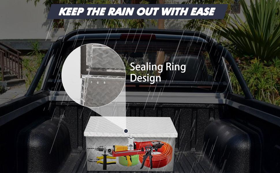 GARVEE 20 Inch Heavy Duty Aluminum Tool Box with Lock and Keys, Waterproof Storage Organizer for Truck Bed, RV, and Van, Features Sliding Shelf and Side Handle for Easy Access and Durability.