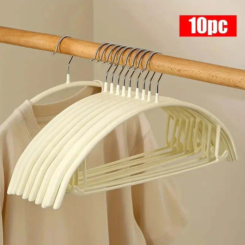 10 Pcs Non-Slip Metal Hangers, Anti-Mark Polished Clothes Hangers, Space Saving Suit Coat Sweater Hangers for Home Closet
