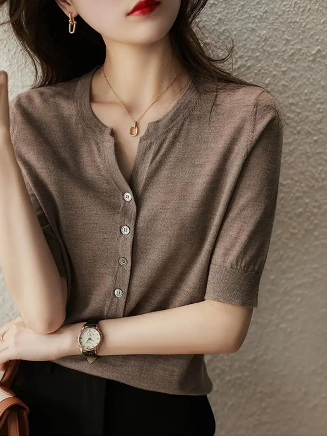 Women's Plain Sweater, Casual Solid Color Knit Top for Spring & Fall, Fashion Women's Knitwear for Daily Wear