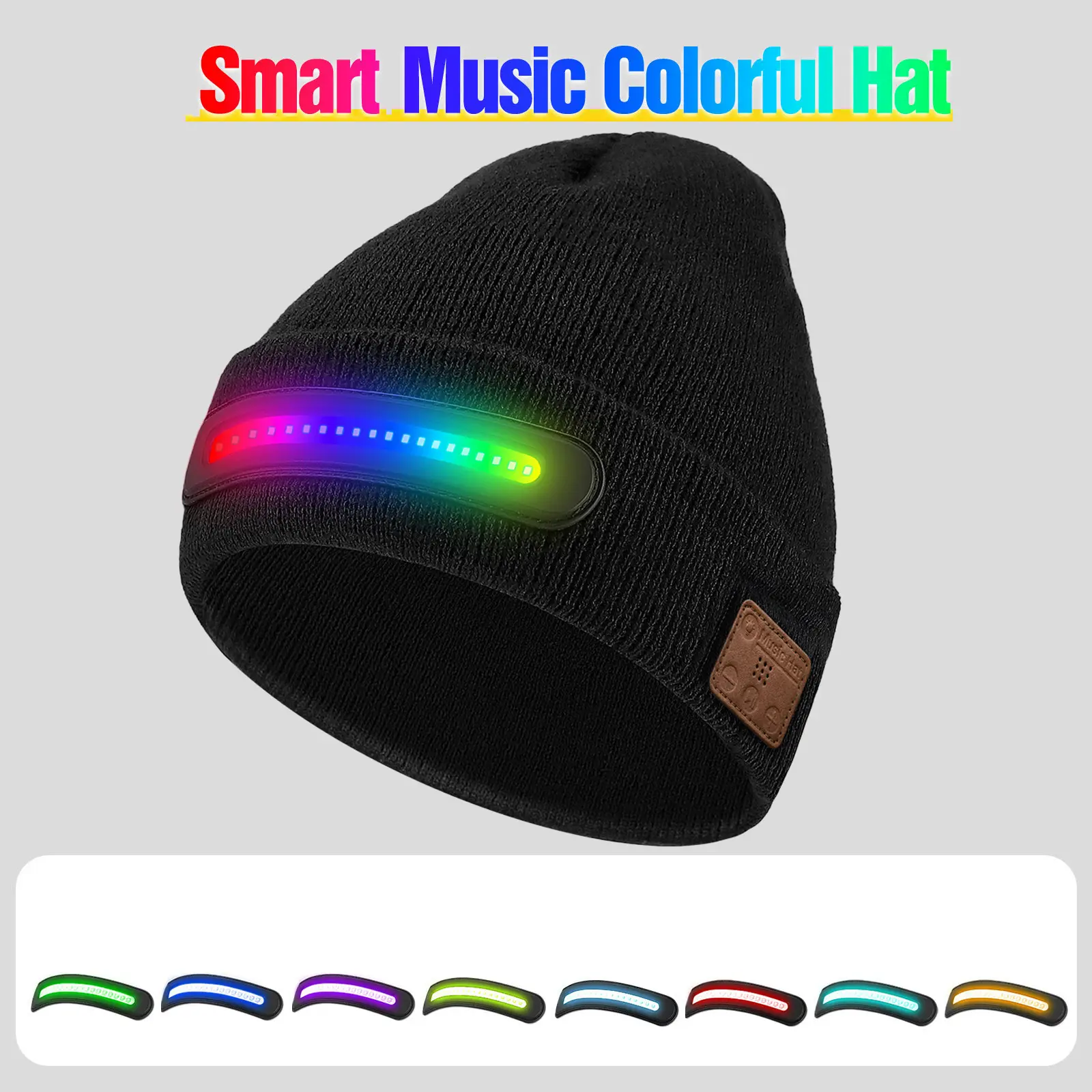 EOWULFROST Tech Cool Wireless-compatible Music Wireless Hat, LED Light Flashing Rhythmically, Christmas Gift, Party Adventure Glowing Winter Cap