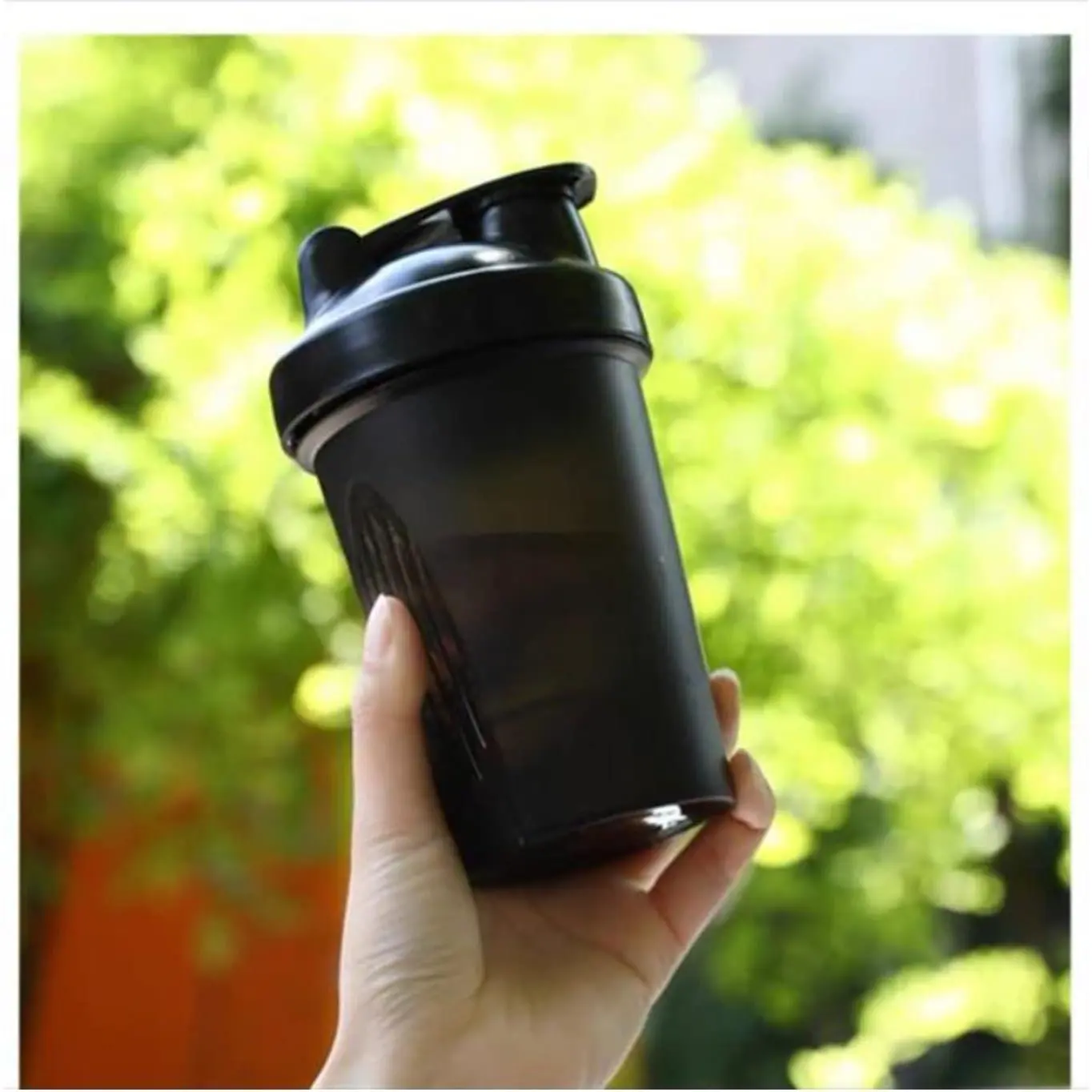 outdoor sports Cekaso Protein Shaker Bottle Blender for Shake and Pre Work Out, Best Shaker Cup (BPA free) w. Classic Loop Top & Whisk Ball, Kitchen Water Bottle (16OZ-400ML, Black Top/Black Body)