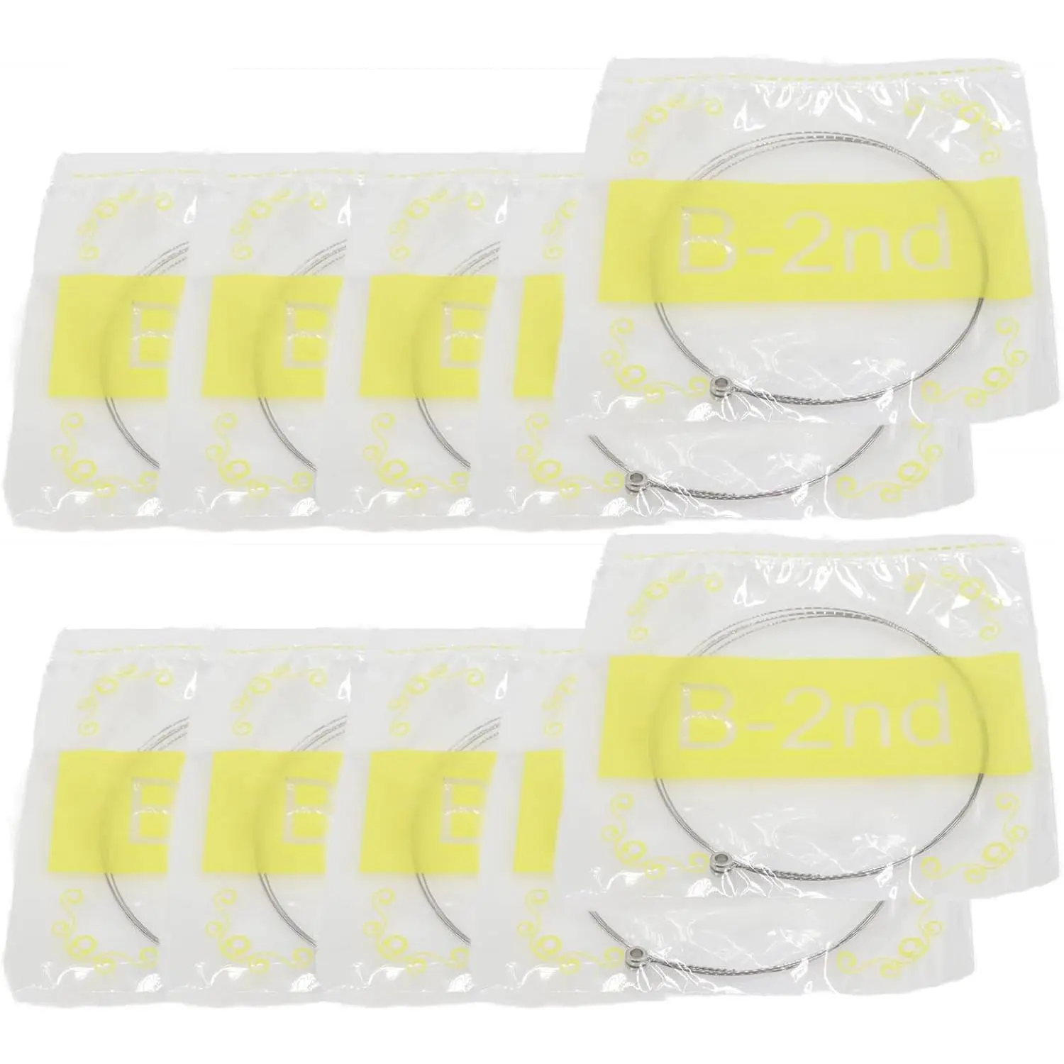 10-Pack B Single Strings Light Tension for Acoustic Guitar | brass B-2nd  string, bright balanced tone, fits  acoustic guitars, steel core, bulk pack for frequent players