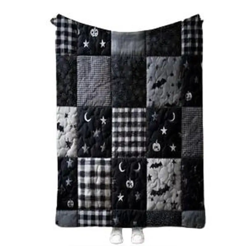 Halloween Patchwork Blanket, Ultra-Soft Lightweight Flannel, and, Suitable for Sofa Bed Travel, Home Decor, Adult Holiday Design