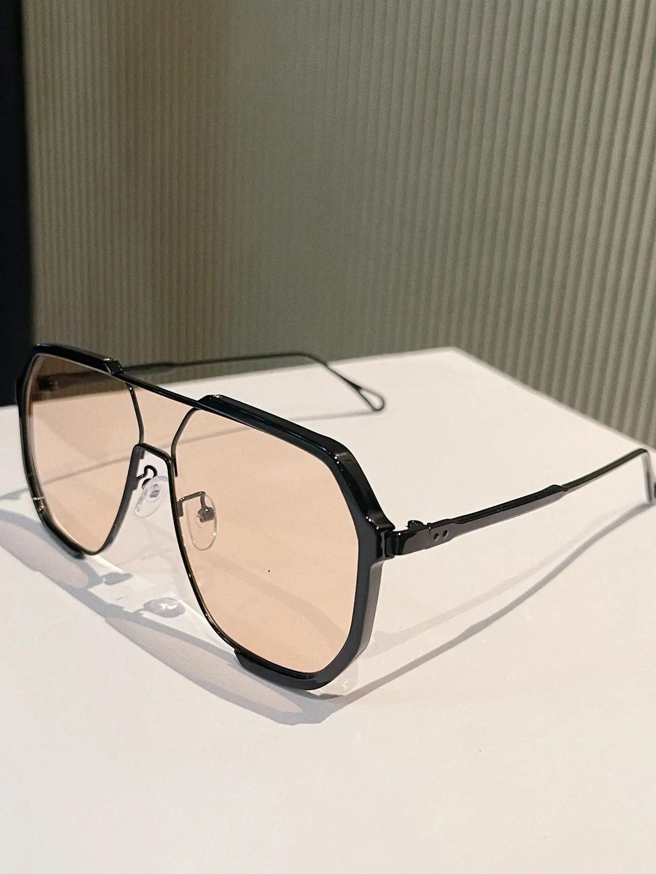 Summer Minimalist Geometric Frame Top Bar Sunglasses for Men & Women, 2024 Vintage Trendy Thin Glasses for Everyday Use, Modern Fashionable Versatile Accessories for Driving & Beach Travel