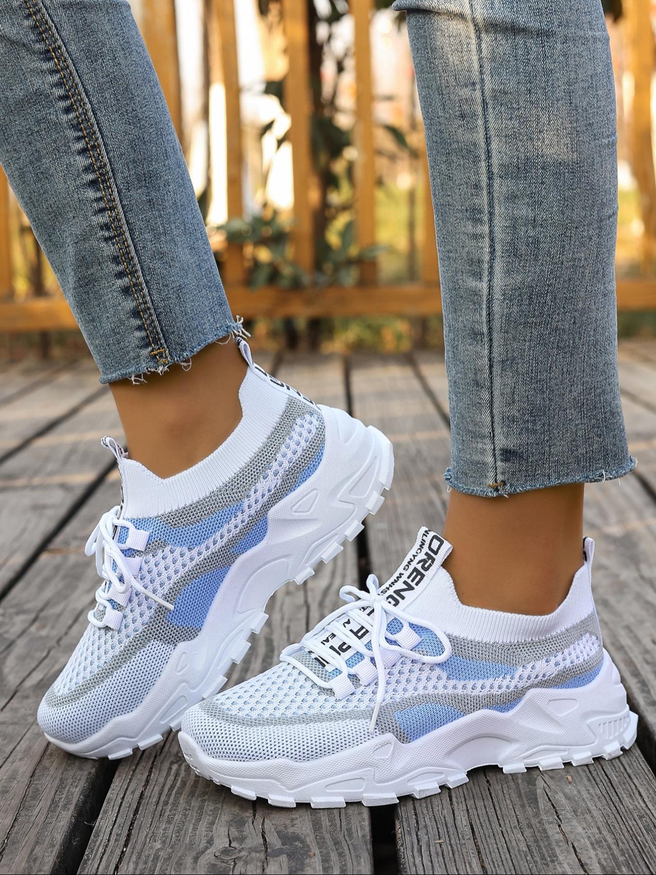 Women's Chunky Platform Mesh Colorblock Sneakers, Casual Sporty Sneakers – Lightweight & Breathable with Pink Gray Accents, Slip-Resistant Sole for Walking & Travel, Athletic Shoes for Teens & Young Adults – School, Errands & Casual Outings