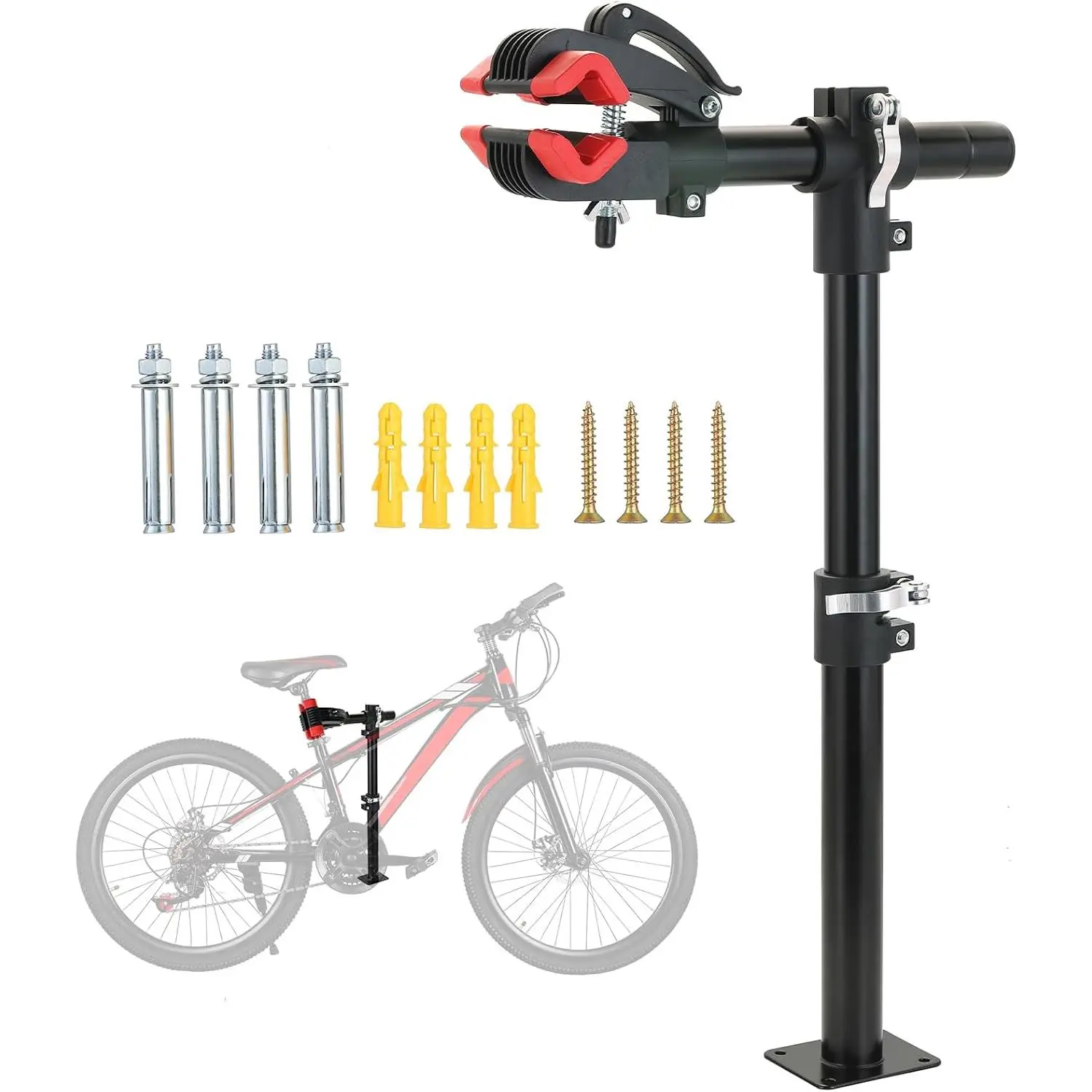 Height Adjustable Bike Repair Stand, Bench Mount Bicycle Maintenance Rack Workstand, Adjustable Removable Home Bicycle Maintenance Stand for Road Mountain Bikes (Red)