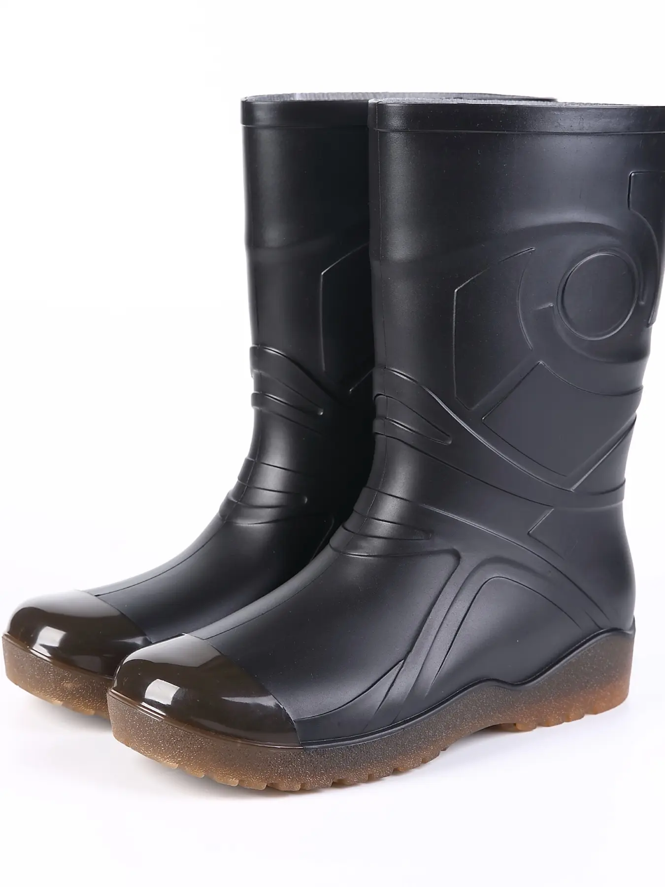 Matte Textured Rubber Mid-Calf Rain Boots, Unisex Outdoor Waterproof Non-Slip Shoes, Durable Work Boots for Construction, Farming, Gardening, Fishing