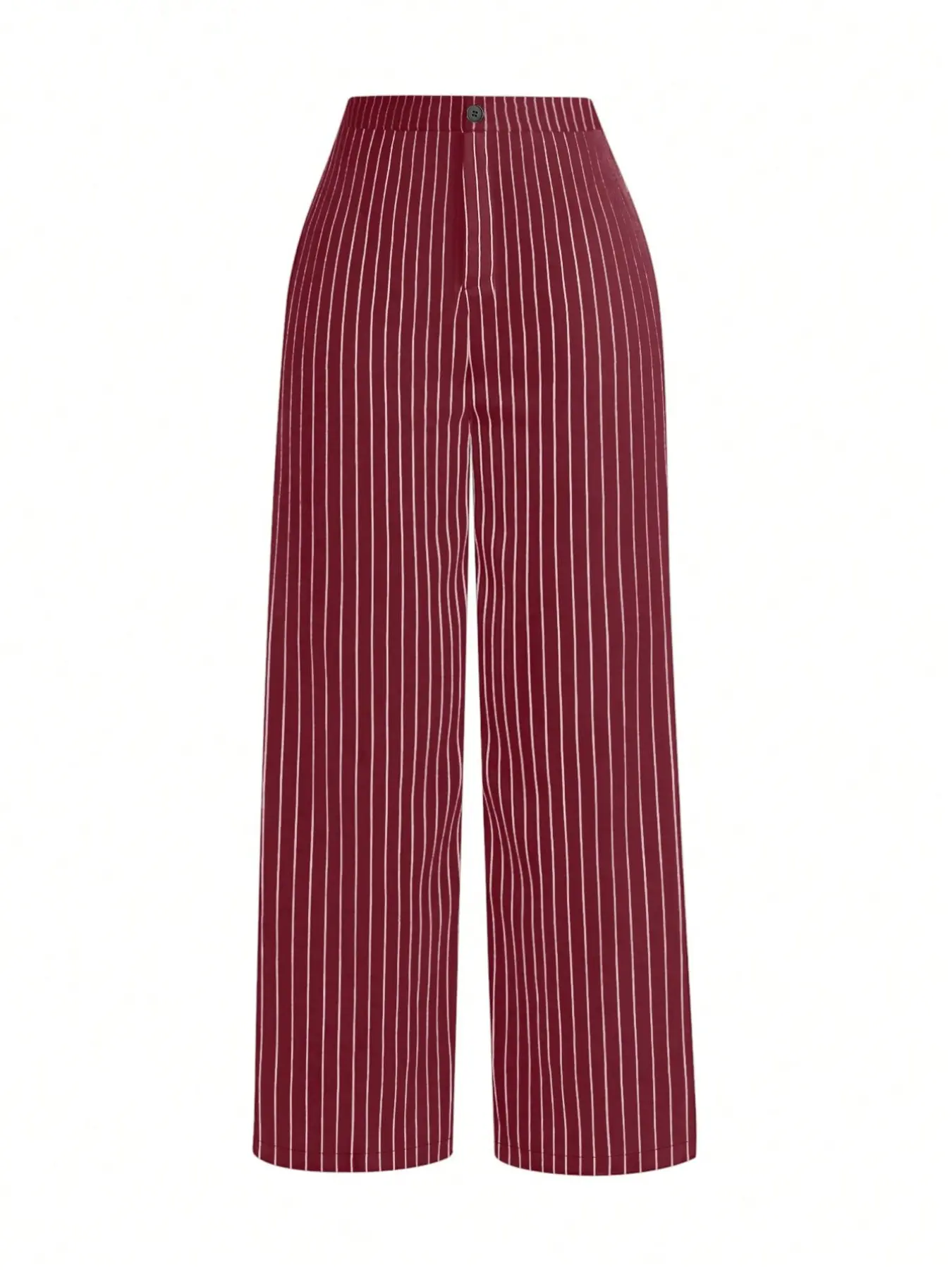 Women's Striped High-Waisted Long Pants, Straight Leg Casual Business Trousers, Modern Minimalist Suit Pants, Casual Commuter Style, Petite Friendly, All Seasons