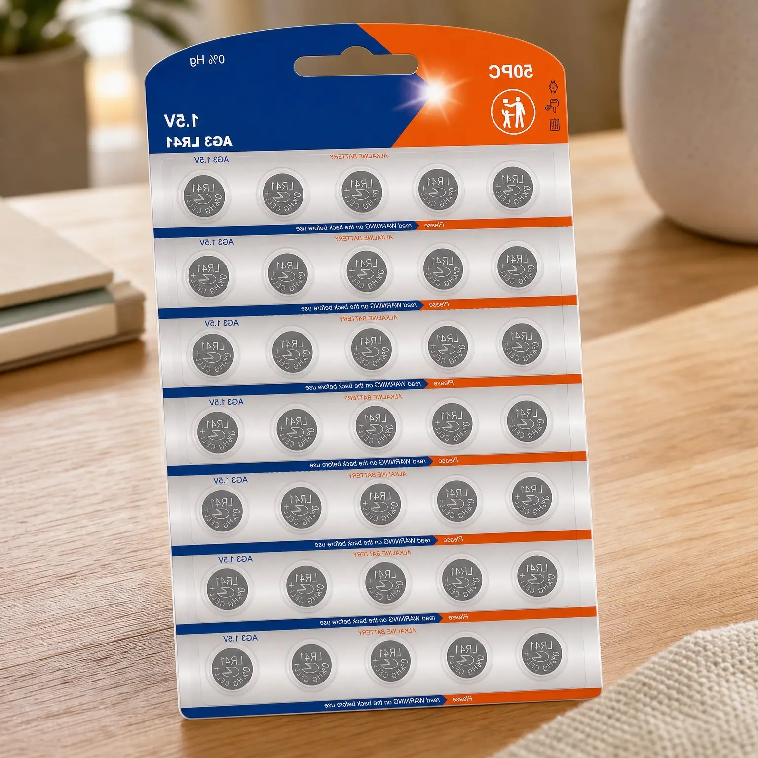 50 Pack LR41 AG3 1.5V Button Cell Batteries | GP192 392 384 Equivalent for Thermometer, WatchGift