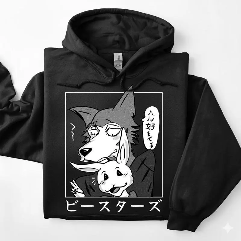 Beastars Graphic Hoodie for Men and Women, Japanese Anime Legoshi Pullover Sweatshirt, Casual Long Sleeve Tops