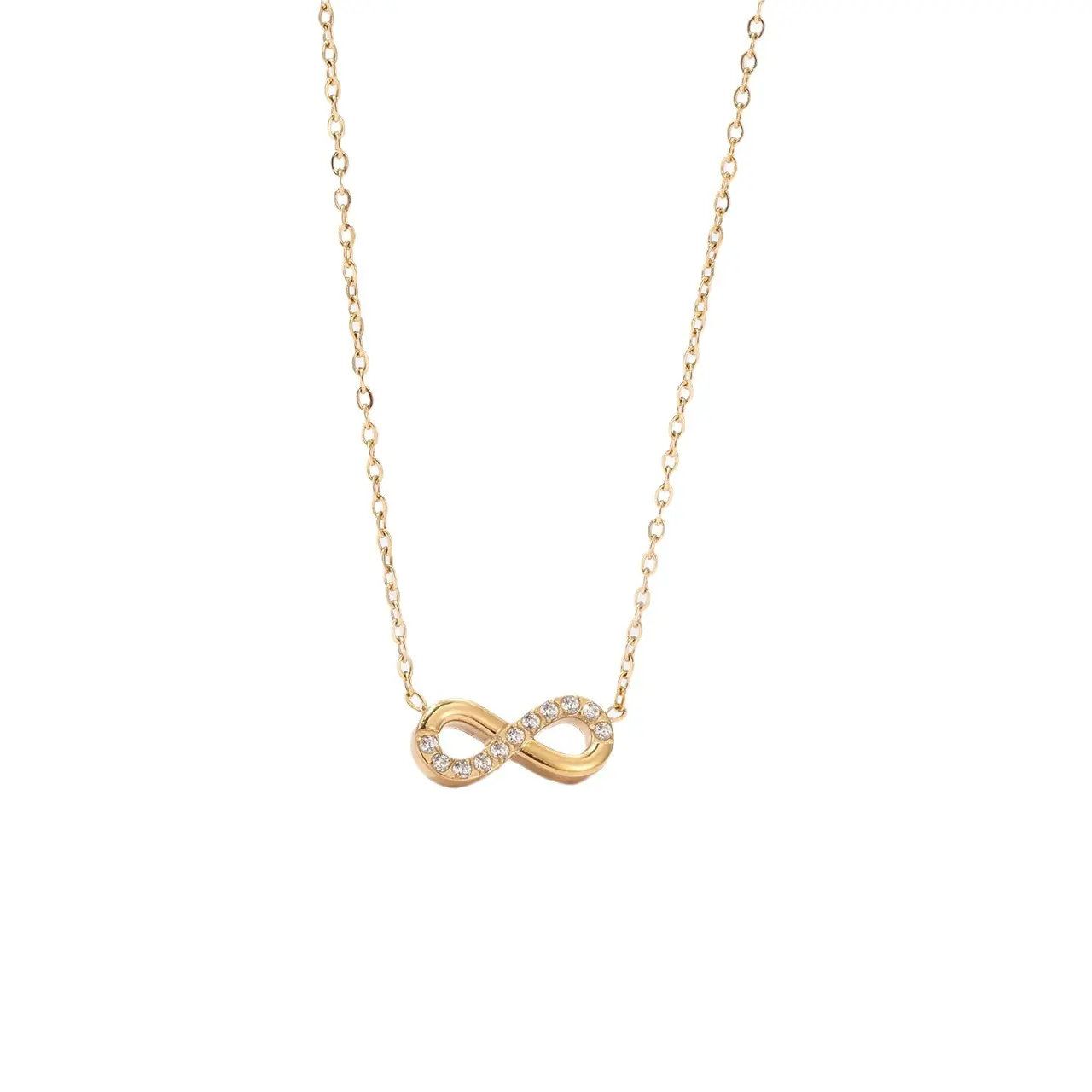 Pendant Necklace with Elegant Crystal-Studded Infinity Symbol for Women, Fashionable and Versatile Jewelry Gift, Casual, Creative And Unique Design, Adults, Golden, High-End And Exquisite, Statement Necklaces, Casual Wear, Simple Look, Collarbone Fit, Bli