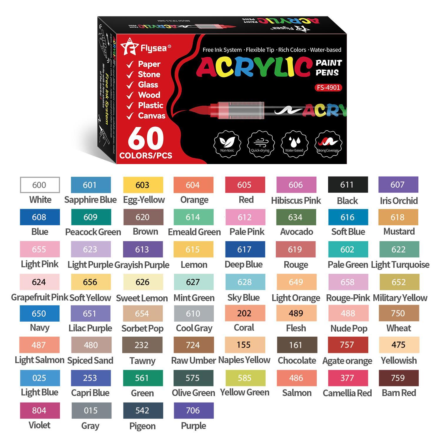 Acrylic Paint Marker Pen Set, 12/24/36/48pcs Acrylic Paint Pen, Art Supplies for Wood, Stone, Canvas, Glass, Fabric, Egg, Rock Painting and DIY Crafts, Art Drawing Supplies