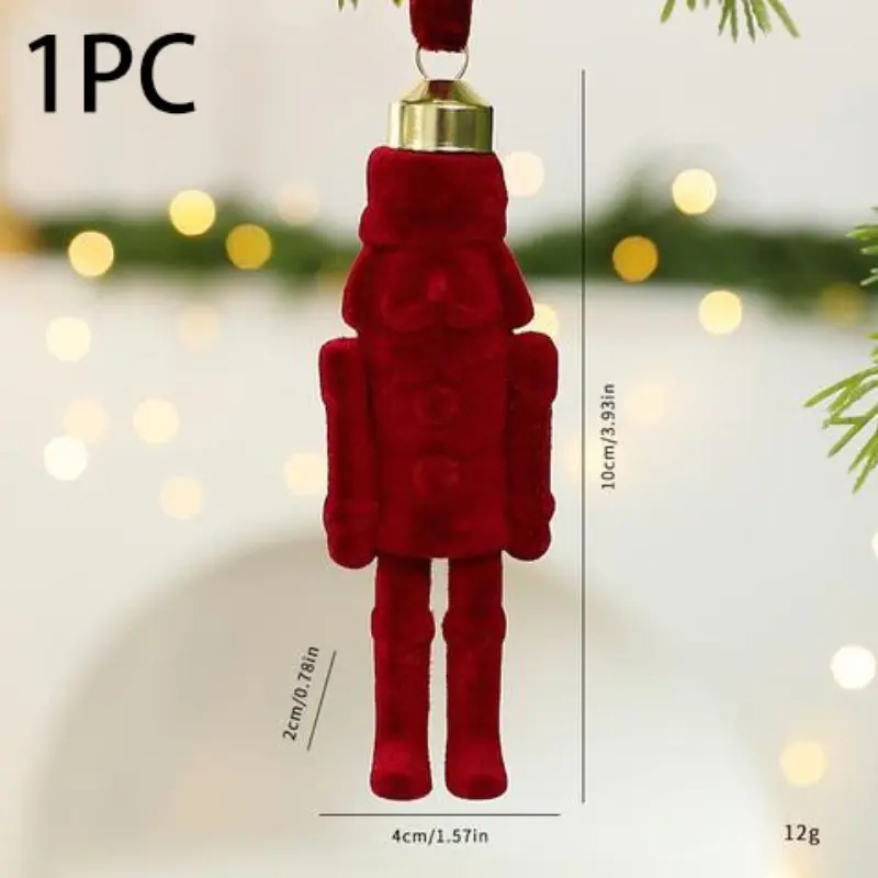 New Shengyuan Christmas flocked nutcracker ornaments, velvet fabric nutcracker decorations for Christmas trees
